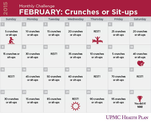 Monthly fitness challenge: crunches or sit-ups | UPMC Health Plan