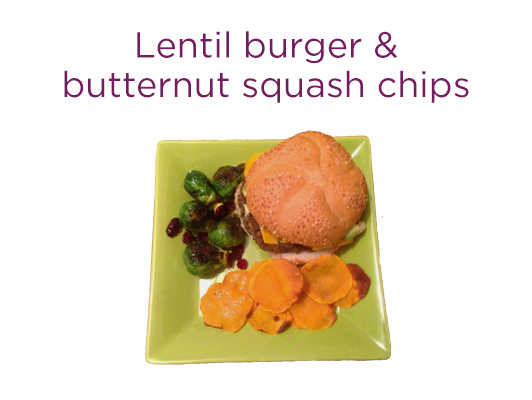 Butternut Squash Chips and lentil veggie burger recipe | UPMC Health Plan