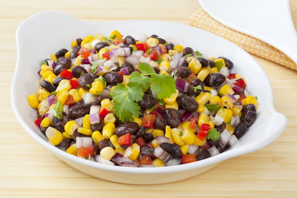 Black Bean and Corn Salad - Mexican style salad of black beans and corn, with a cumin flavoured dressing. Good accompaniment for chilli.